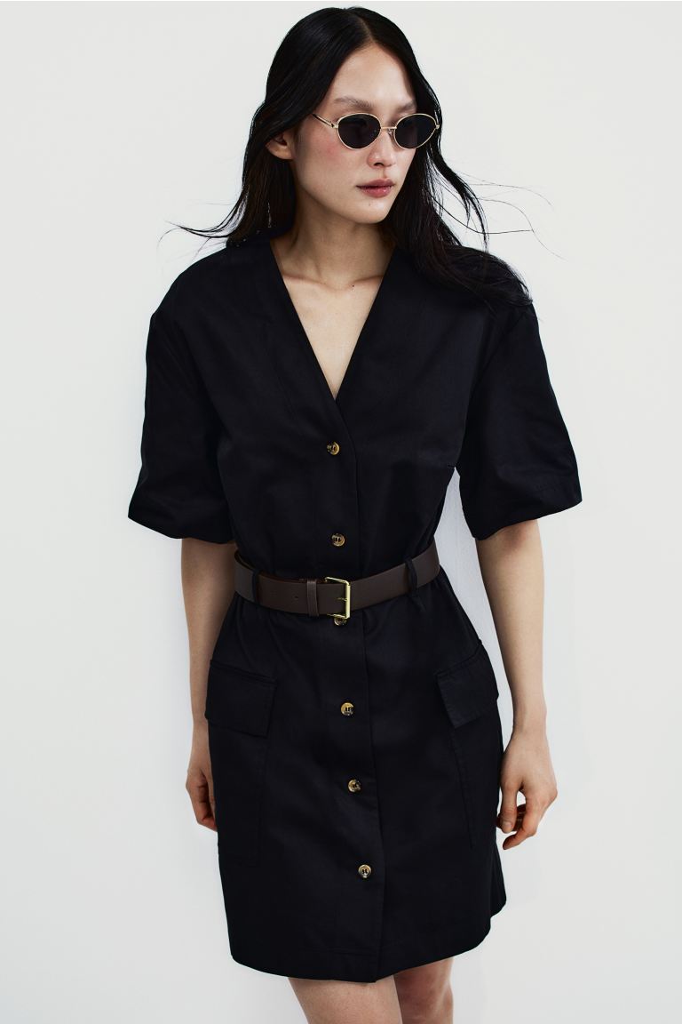 Платье в стиле милитари с поясом H&M, черный