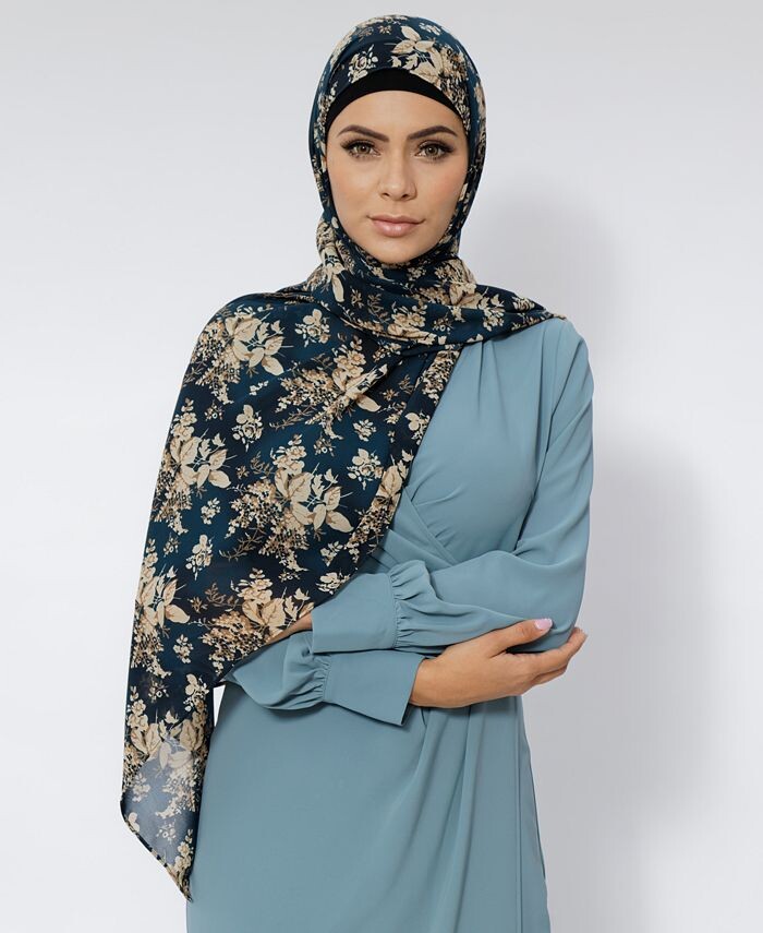 

Женский шифоновый хиджаб с цветочным принтом Urban Modesty, цвет Teal And Beige