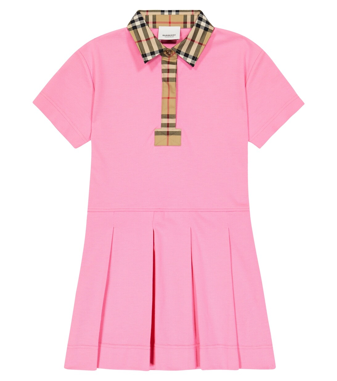

Мини-платье поло из хлопка в клетку Vintage Check Burberry, розовый
