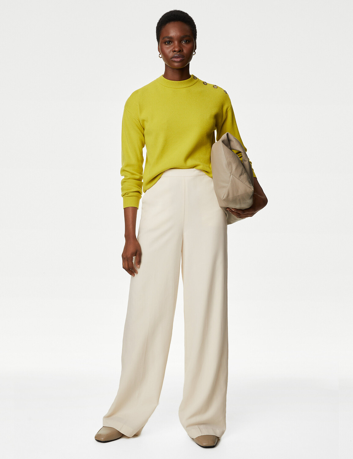 

Широкие брюки Lyocell Rich Marks & Spencer, экрю