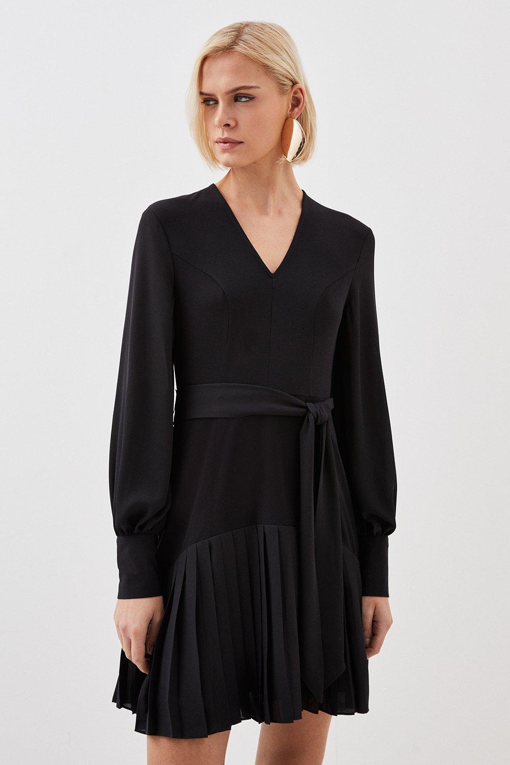 цена Мини-платье из джерси Ponte Georgette Mix Karen Millen, черный