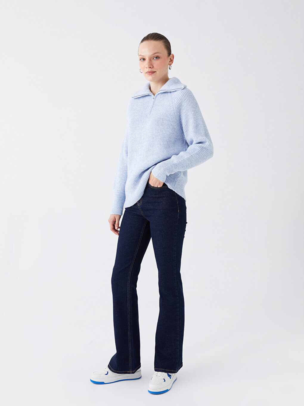

Женские джинсовые брюки прямого кроя LCW Modest, темное родео