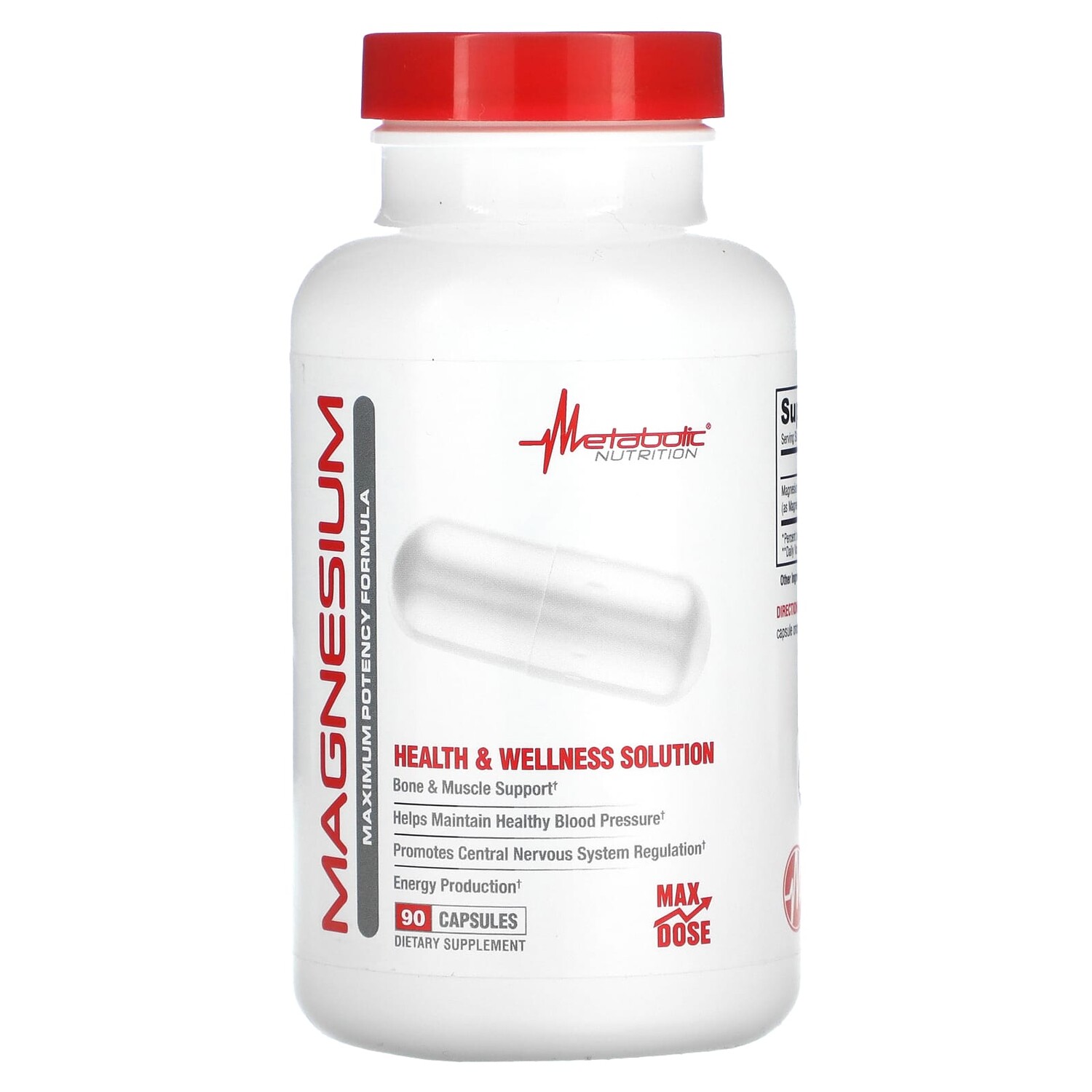 

Магний, формула максимальной эффективности, 90 капсул, Metabolic Nutrition