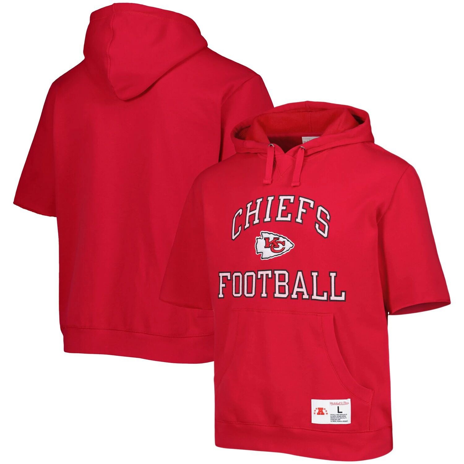 

Мужской красный пуловер с капюшоном с короткими рукавами Mitchell & Ness Kansas City Chiefs
