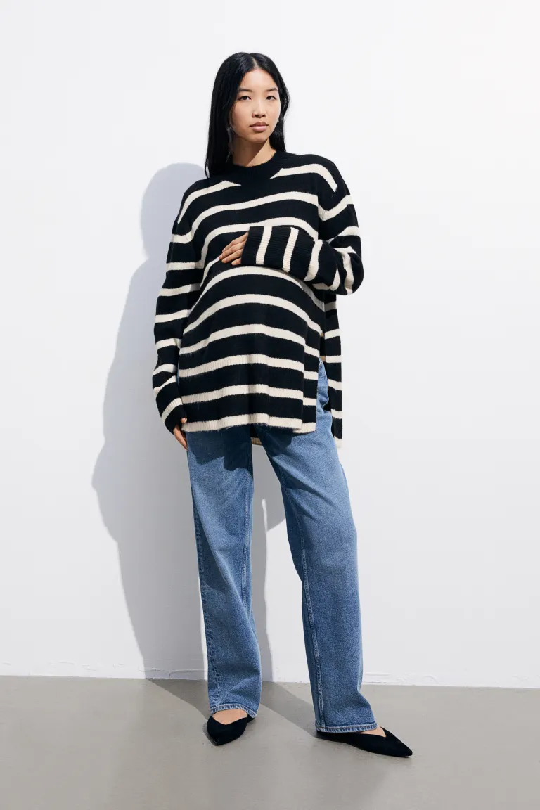 

Свитер для беременных и кормящих мам «до и после» H&M, черный
