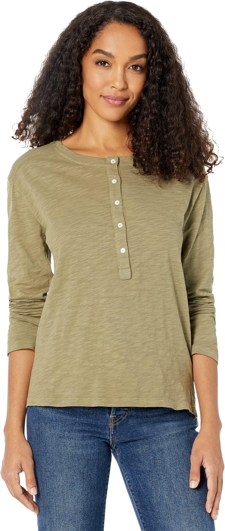 

Футболка Dylan by True Grit Cotton Slub Milly Henley, цвет Olive Branch