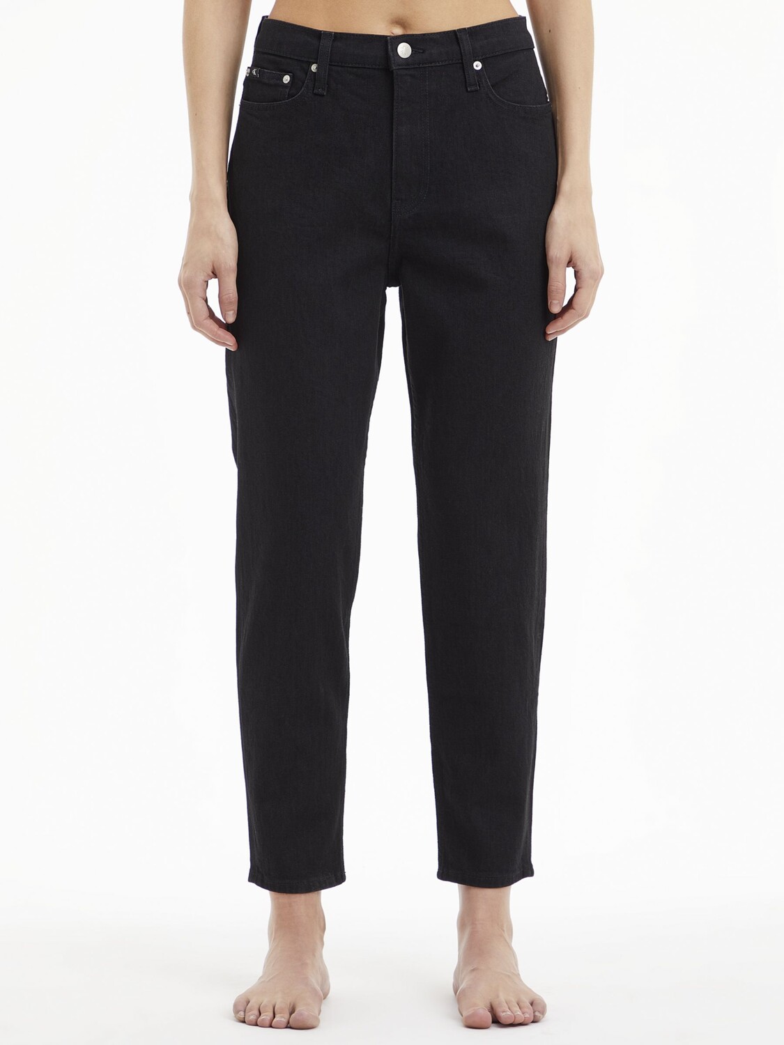 

Укороченные джинсы Calvin Klein Mom Fit, черный деним, полоскание