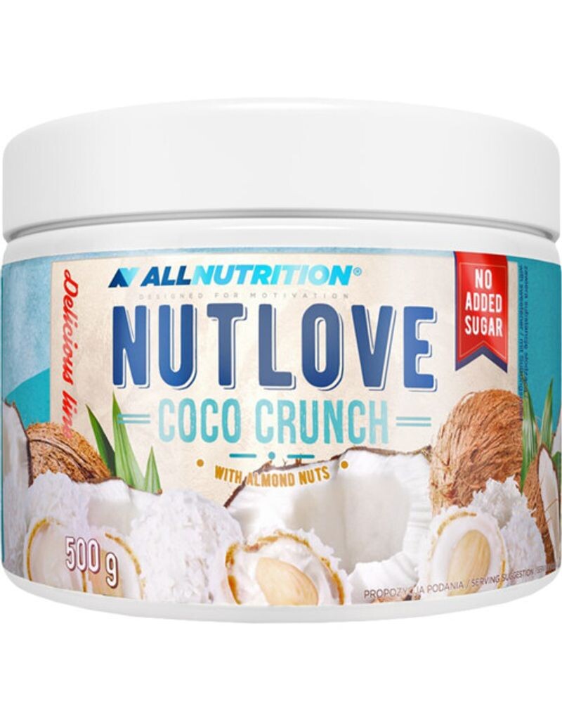 

ALLNUTRITION NUTLOVE 500 г Coco Crunch (кокосовый миндаль) / Ароматизированное ореховое масло / Вкусное ореховое масло с шоколадом и без добавления сахара