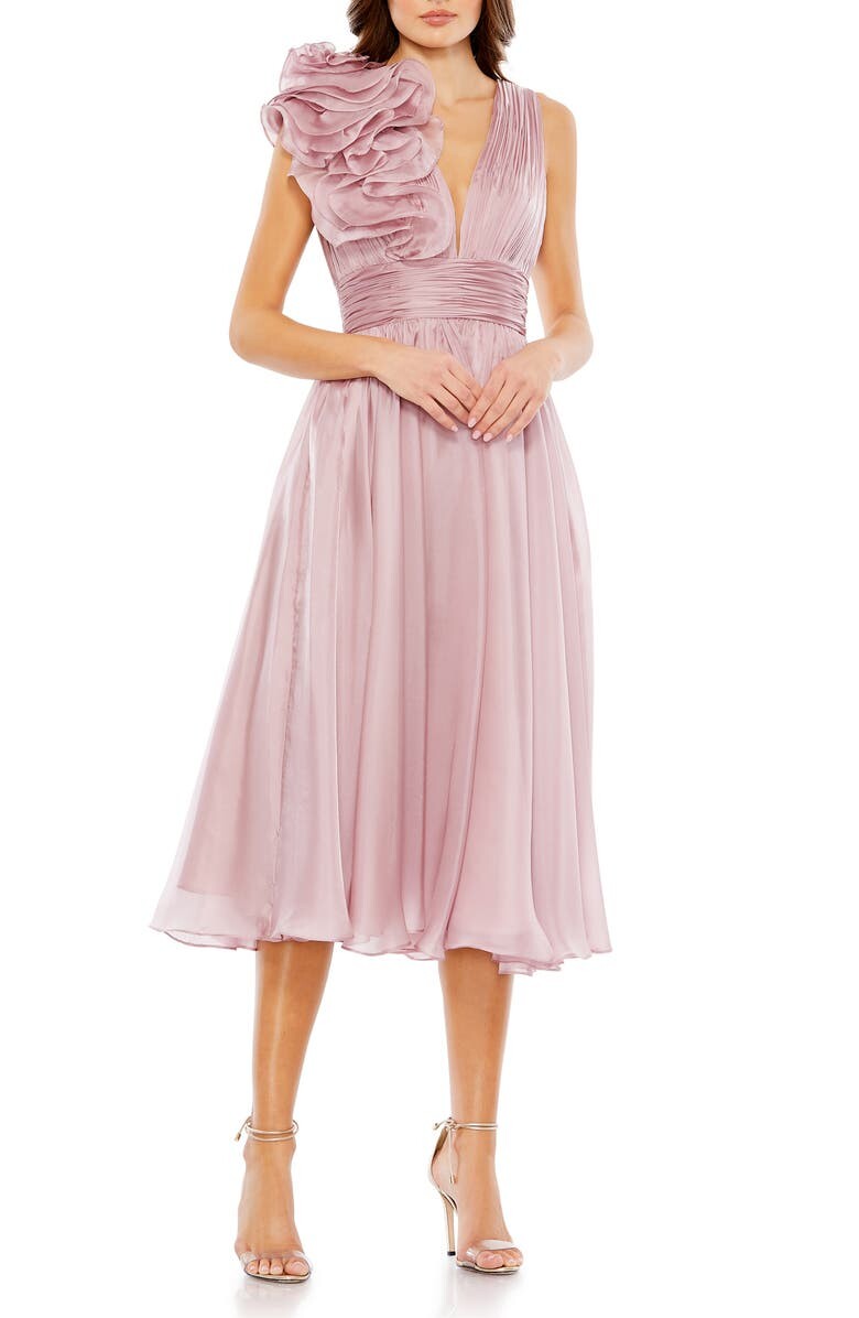 

Платье миди с розеткой Empire MAC DUGGAL, розовый
