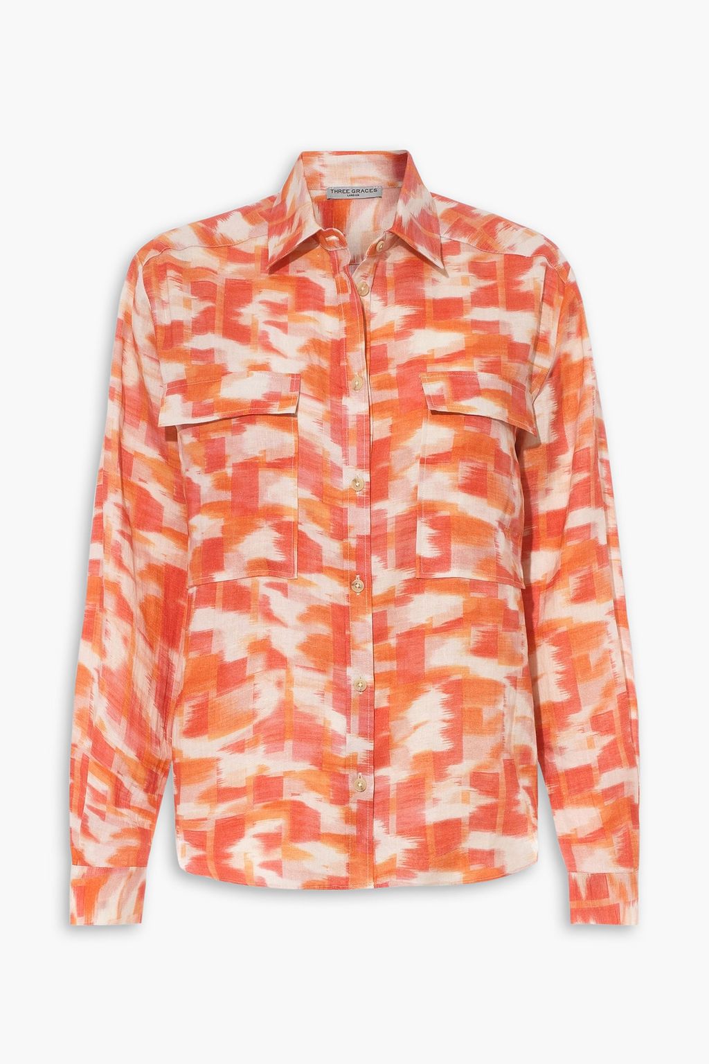 Льняная рубашка с принтом Willow THREE GRACES LONDON, оранжевый