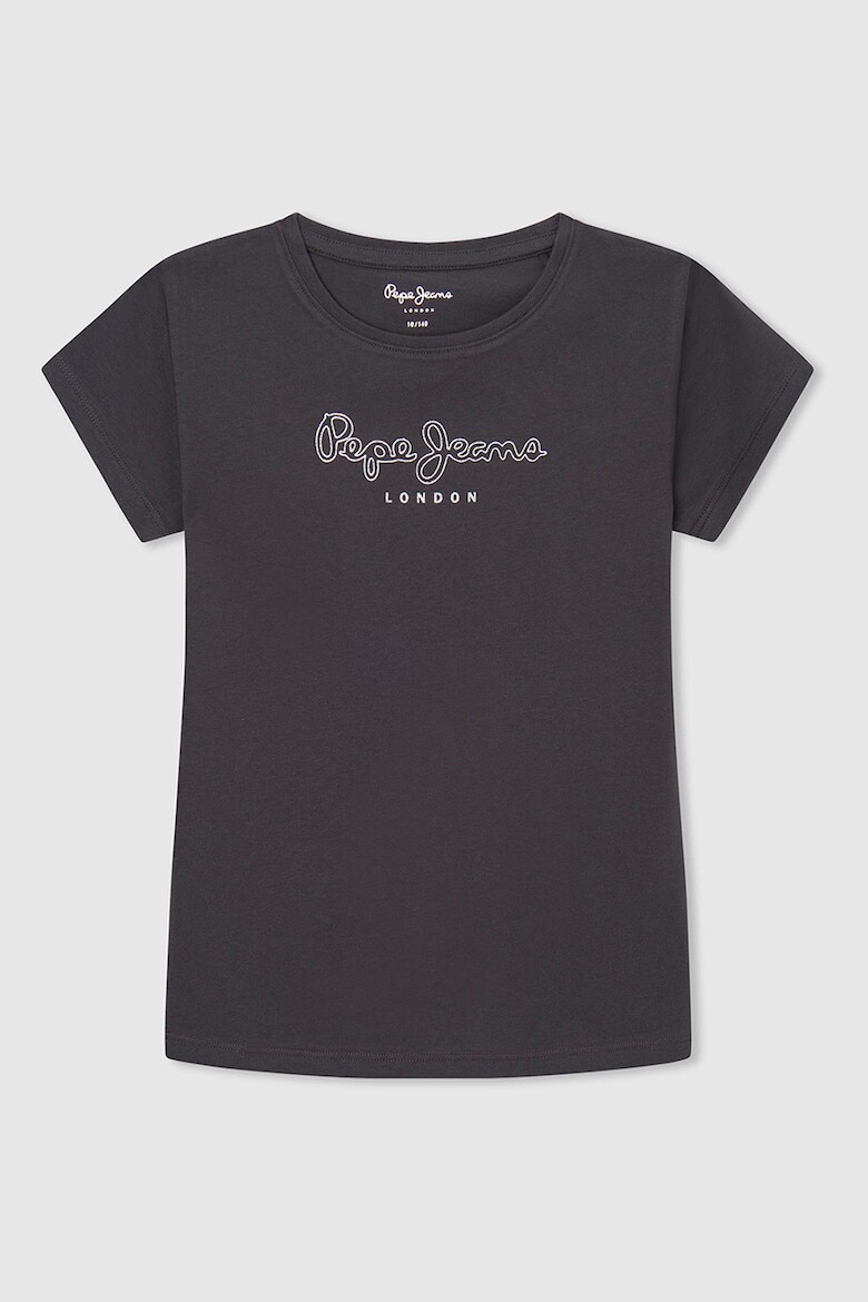 

Хлопковая футболка с блестящим логотипом Pepe Jeans London, черный