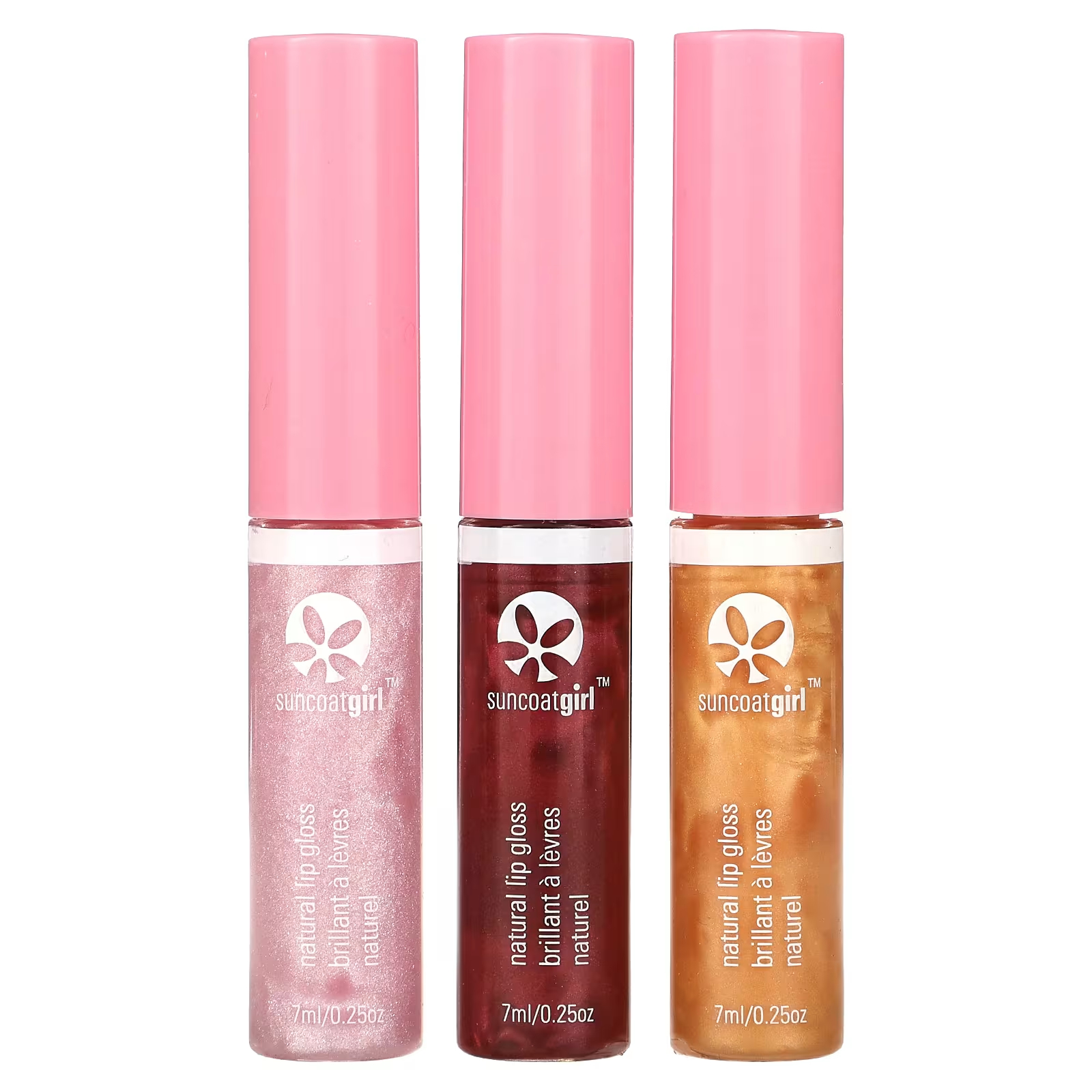 SuncoatGirl Natural Lip Gloss, набор из 3 штук, по 0,23 унции (7 мл) каждый