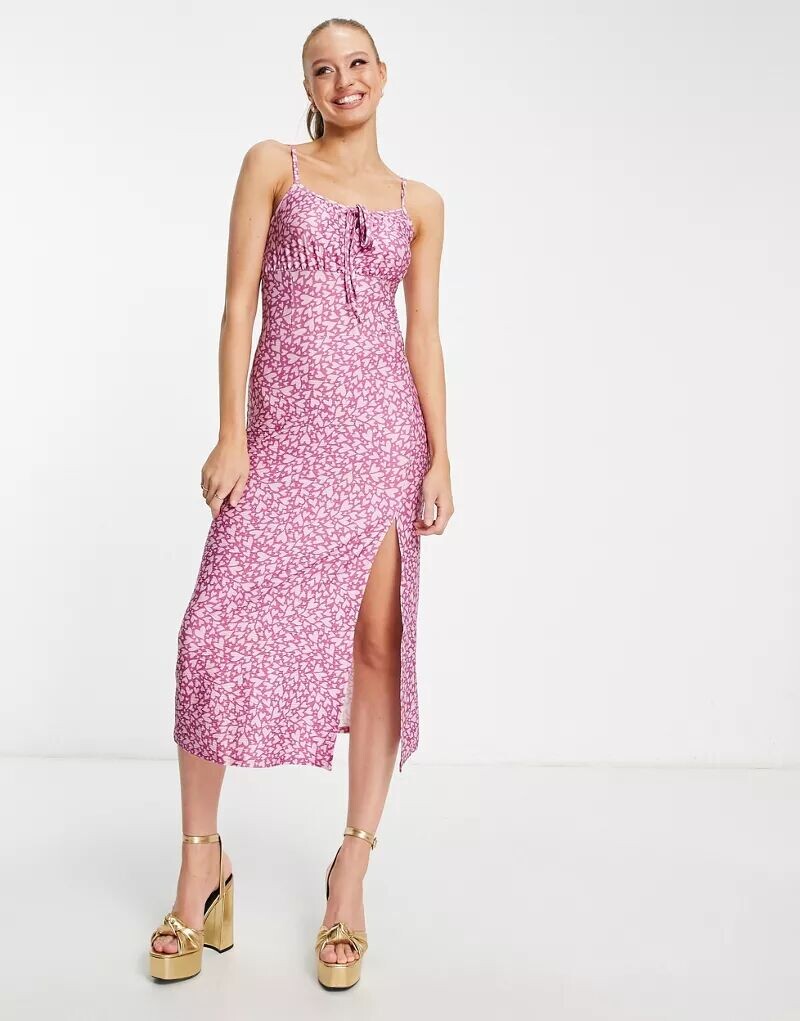 

Пурпурное платье миди со сборками и грудью Miss Selfridge