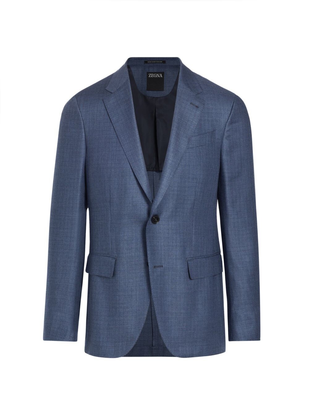 

Спортивное пальто с двумя пуговицами из смесовой шерсти в клетку ZEGNA, синий