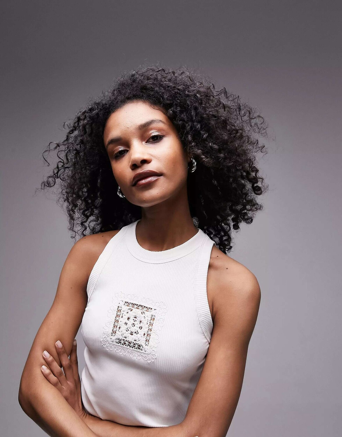 

Жилетка Topshop с вышивкой крючком цвета экрю