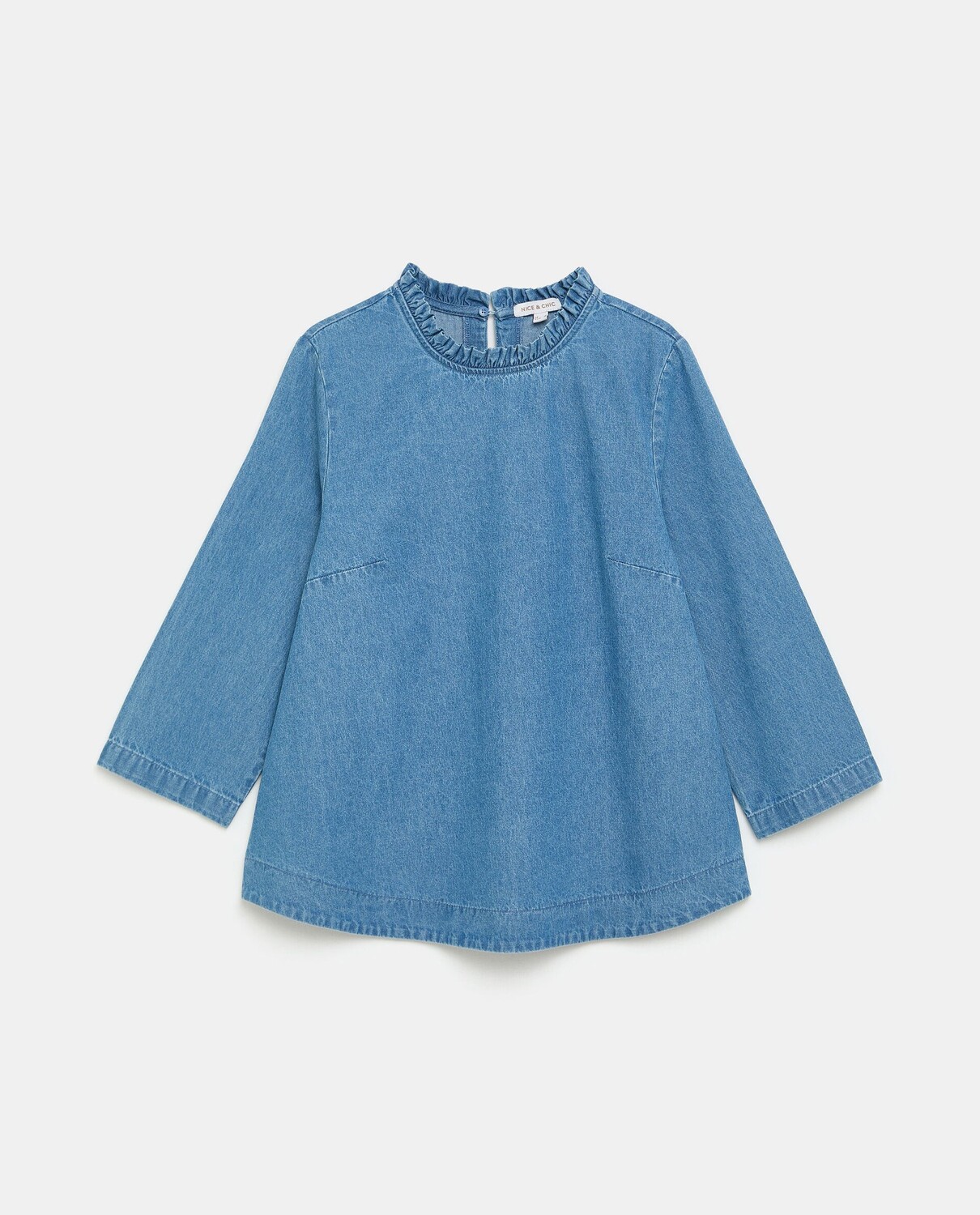 

Женская джинсовая блузка из чистого хлопка NICE&CHIC, светло-голубой