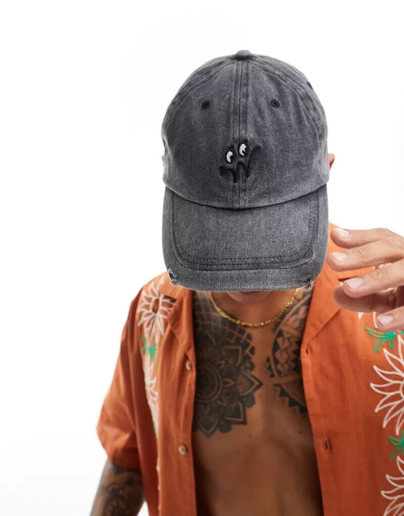 Черная бейсболка с вышивкой ASOS Design