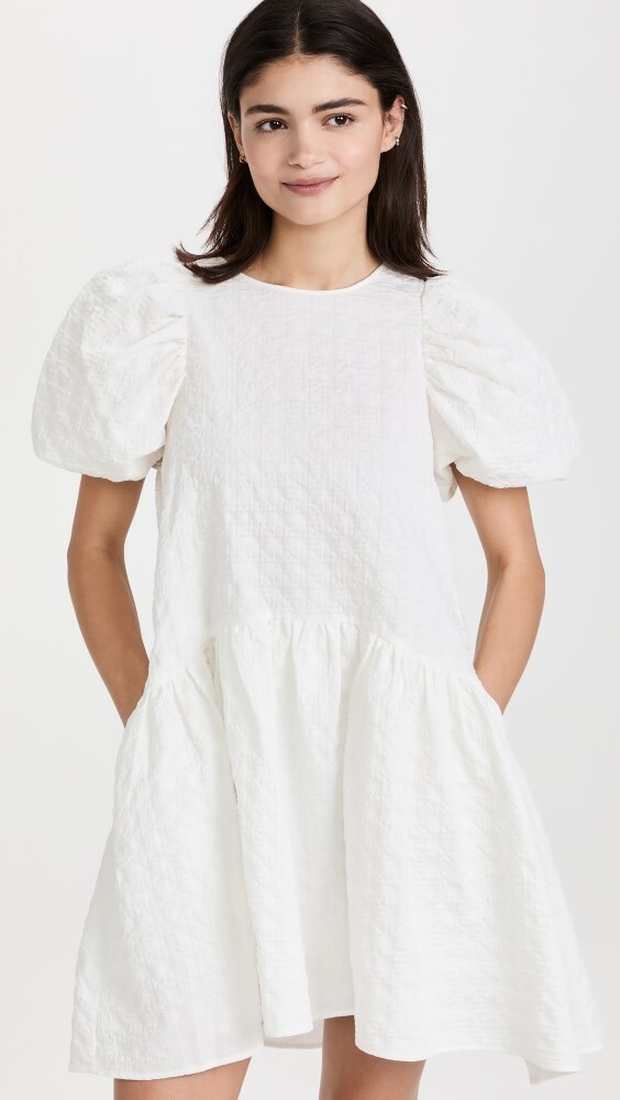 

Платье English Factory Back Tie Jacquard Puff, белый