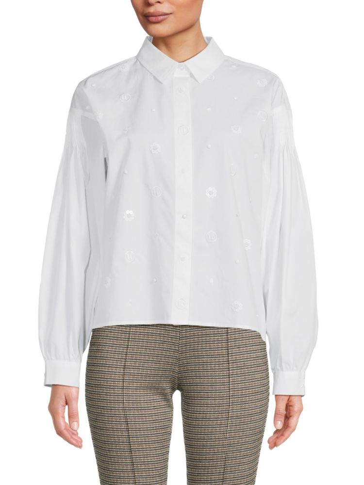 Рубашка с заниженными плечами и монограммой Karl Lagerfeld Paris, белый бермуды karl lagerfeld размер 38 белый