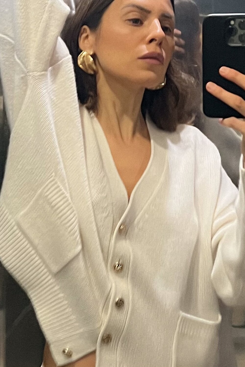 

Кардиган из 100% шерсти с карманами. ZARA, экрю
