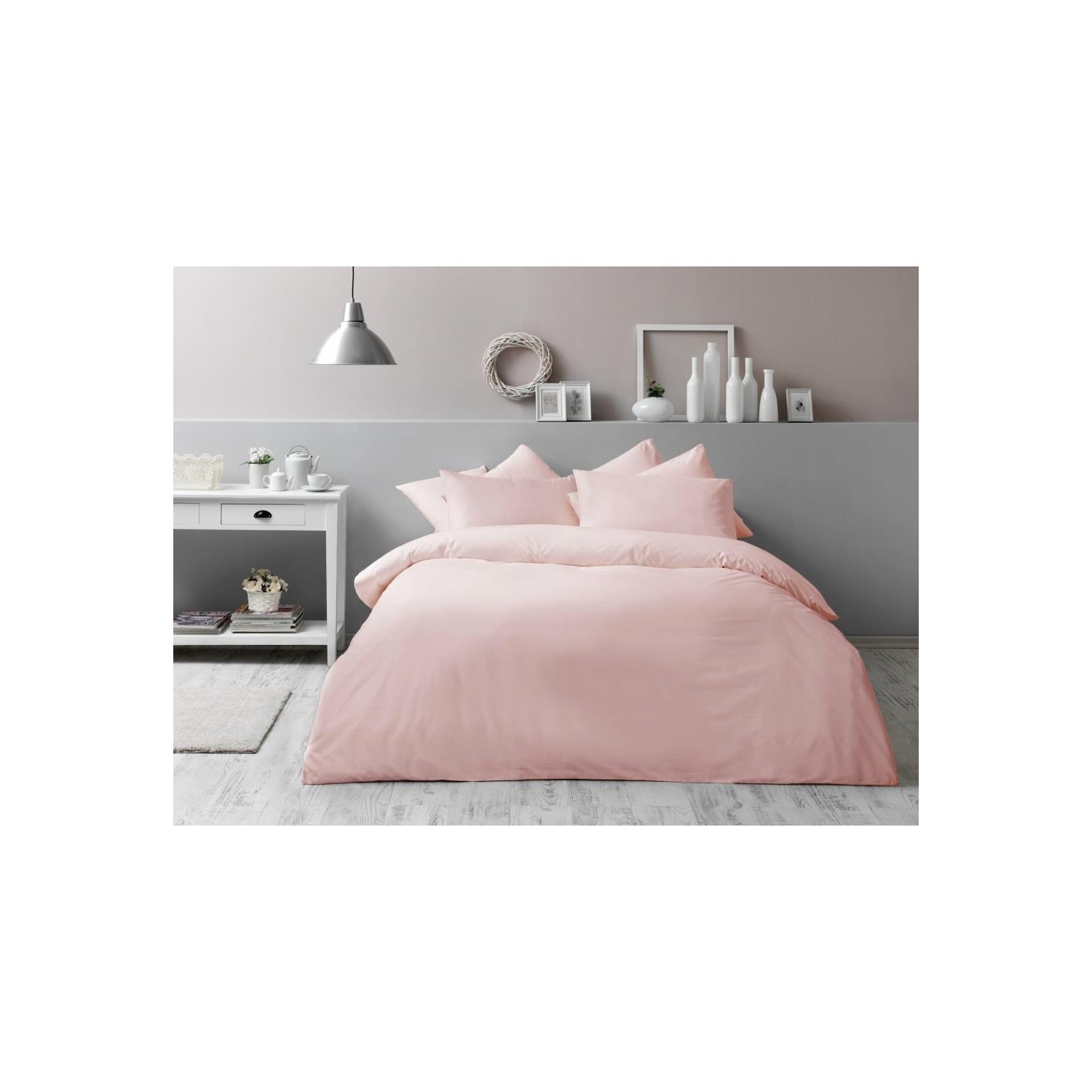 Двойной антибактериальный Комплект постельного белья Tac, базовый розовый фото