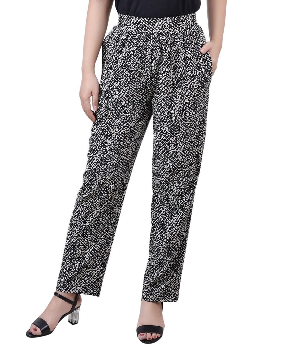 

Узкие брюки без застежек с принтом Petite NY Collection