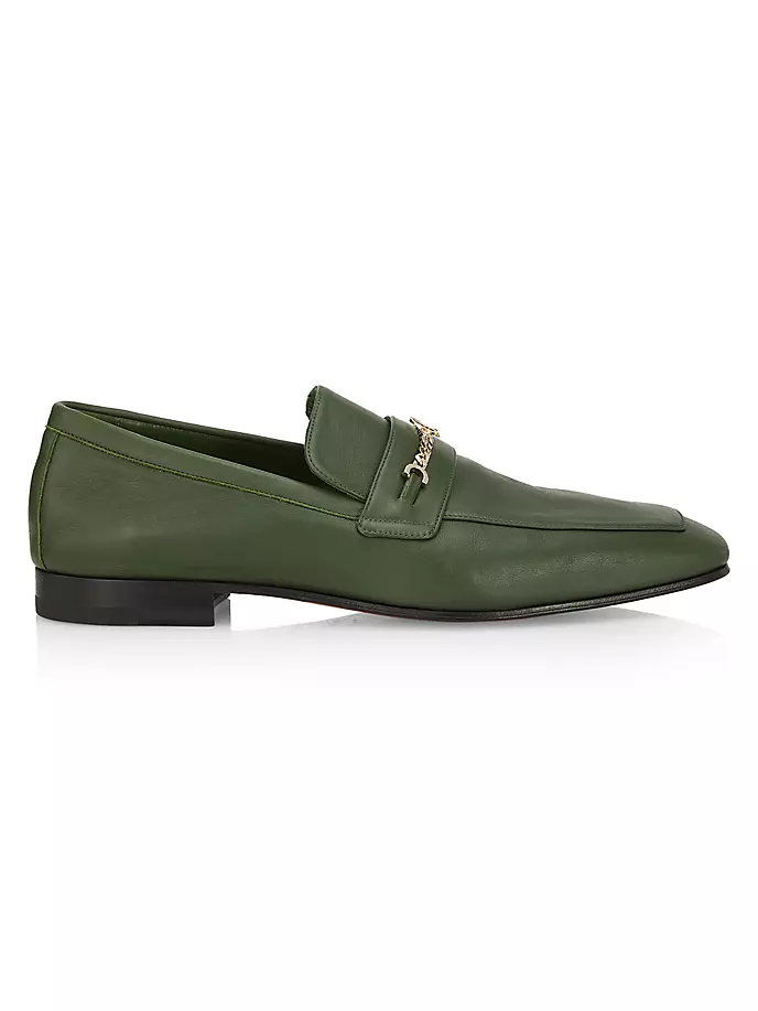 

Кожаные лоферы MJ Moc с цепочками Christian Louboutin, цвет vert laine