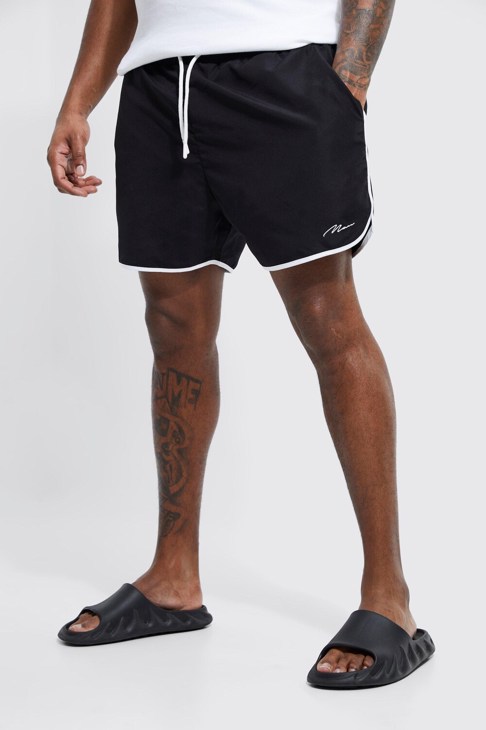 

Шорты для плавания plus man signature runner Boohoo, черный
