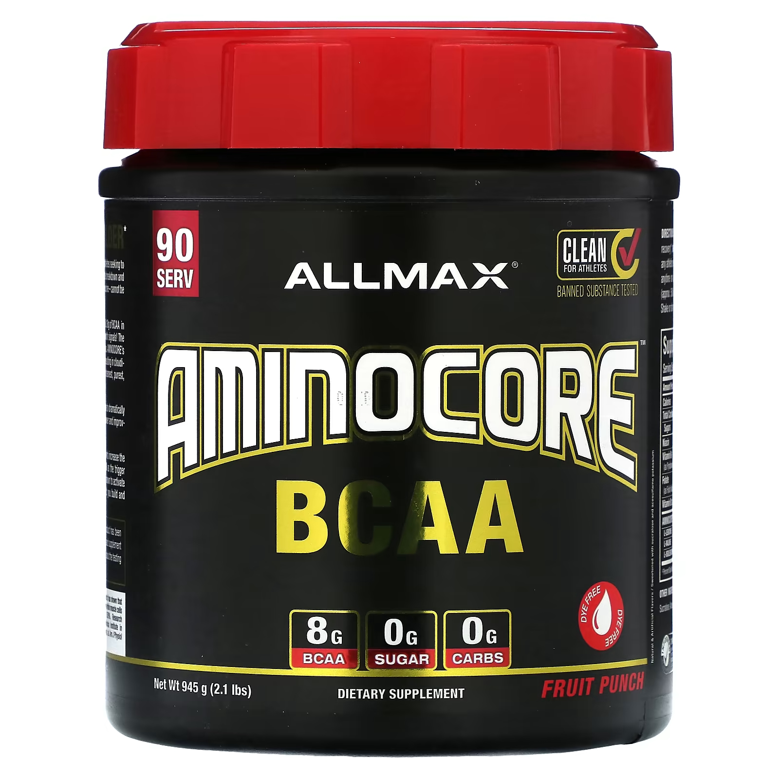 Пищевая добавка ALLMAX AMINOCORE BCAA, фруктовый пунш добавка для наращивания мышечной массы muscletech 30 капсул