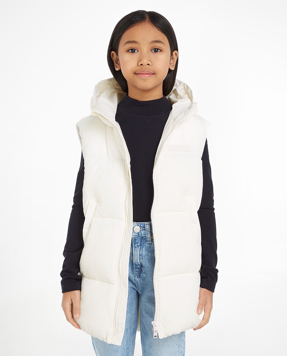 

Теплый жилет для девочки с капюшоном Tommy Hilfiger, белый