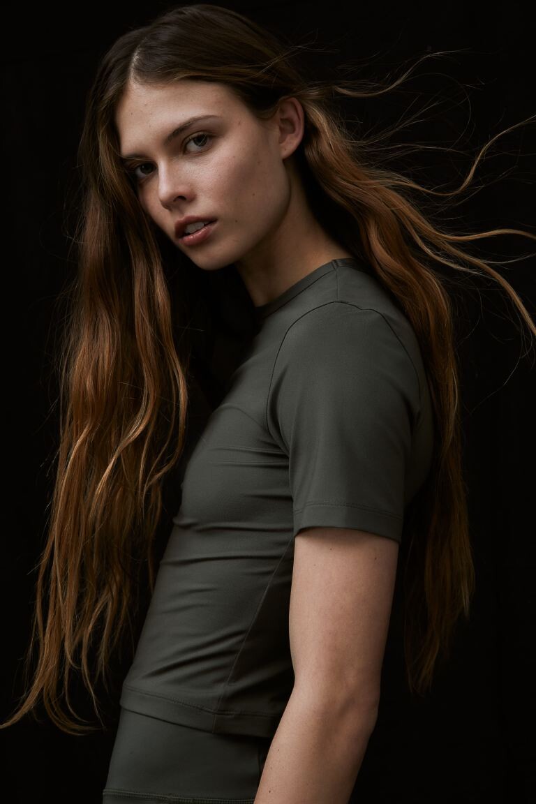 

Короткая спортивная рубашка Drymove H&M, зеленый