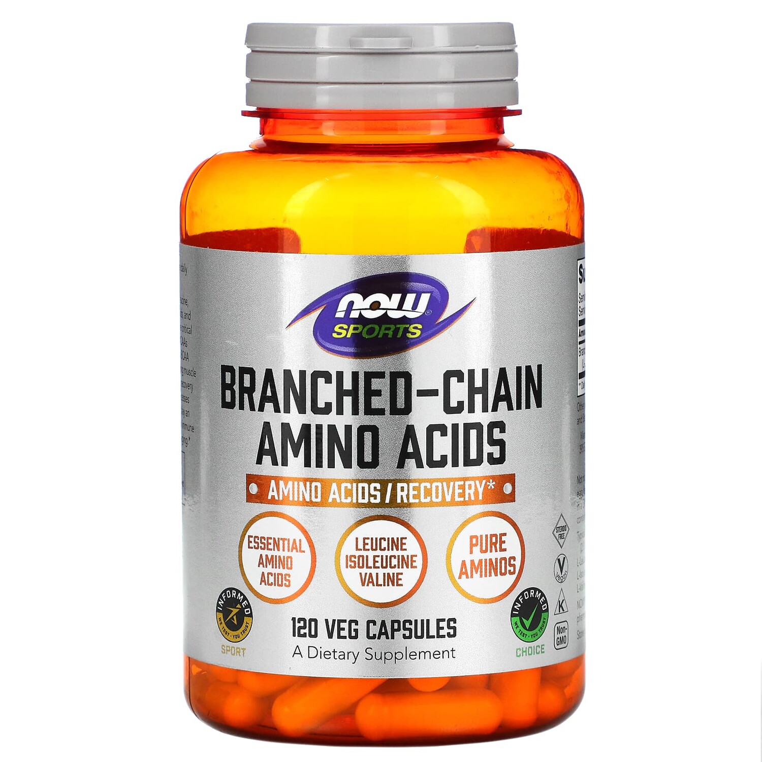 

Sports, аминокислоты с разветвленной цепью, 120 растительных капсул, NOW Foods