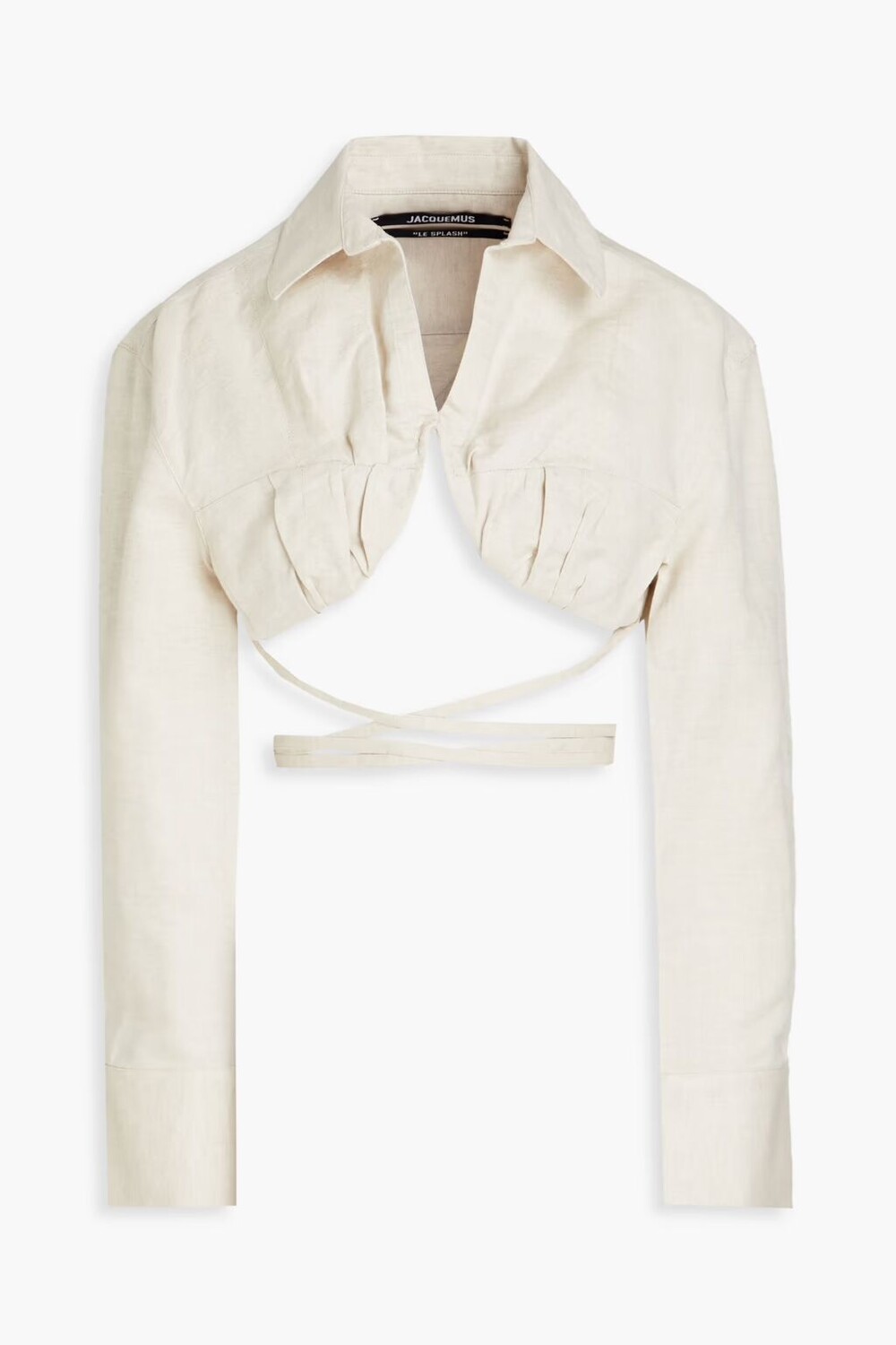

Укороченная рубашка Baci на косточках из хлопка и льна Jacquemus, экрю