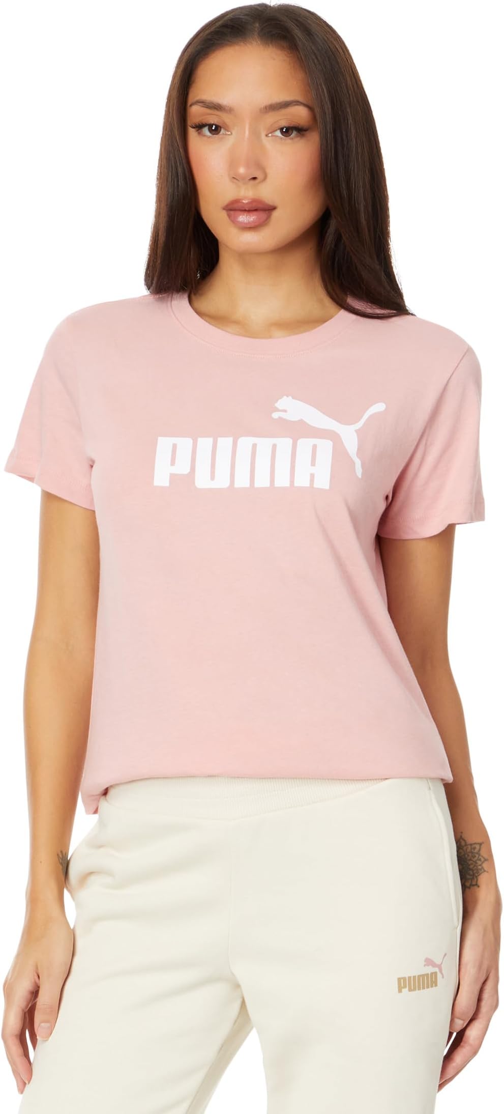 Футболка с короткими рукавами и логотипом Essentials PUMA, цвет Bridal Rose/Puma White