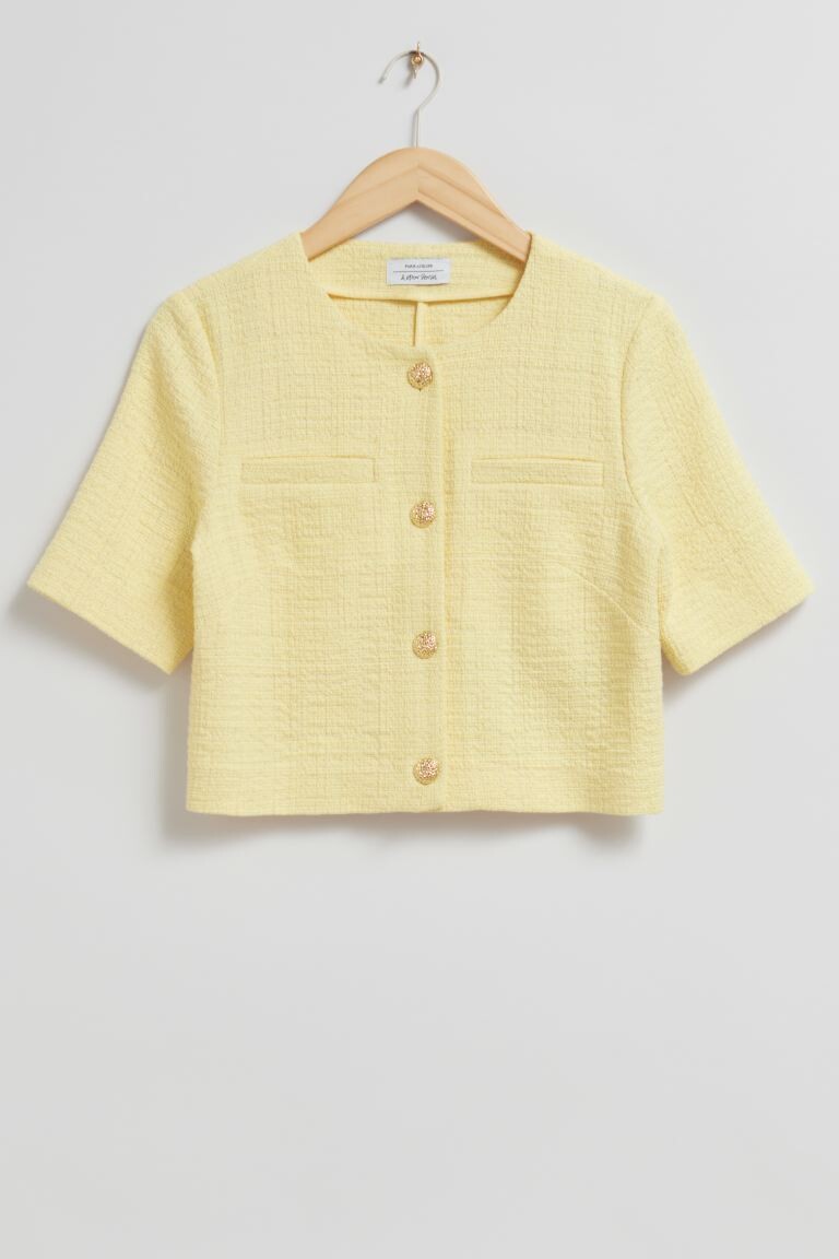 

Топ с коротким рукавом из твида H&M, желтый