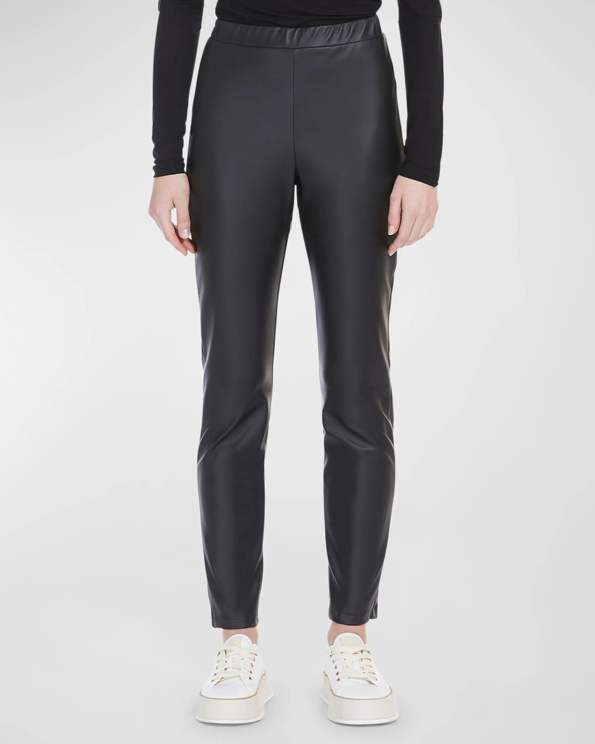 

Укороченные брюки из искусственной кожи Rodano Max Mara Leisure, черный
