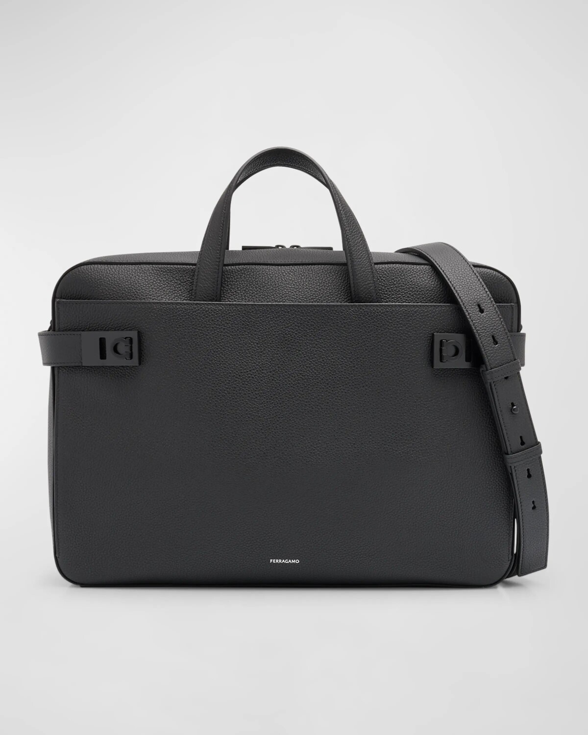 

Мужской портфель-близнец с пряжками Gancini Ferragamo, цвет Nero