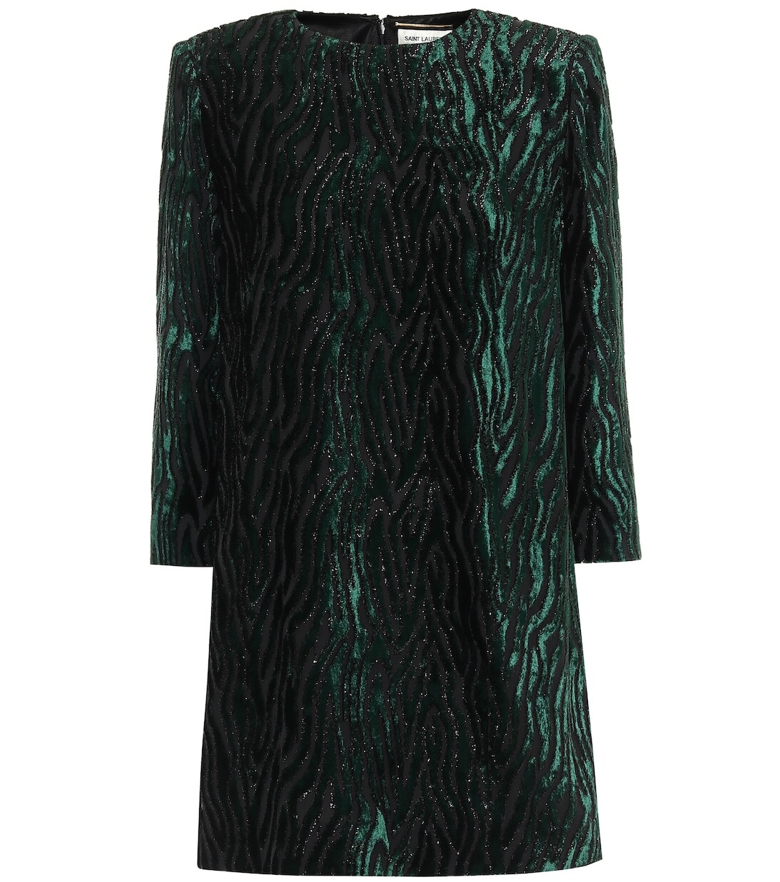 

Жаккардовое мини-платье из бархата ламе SAINT LAURENT, зеленый