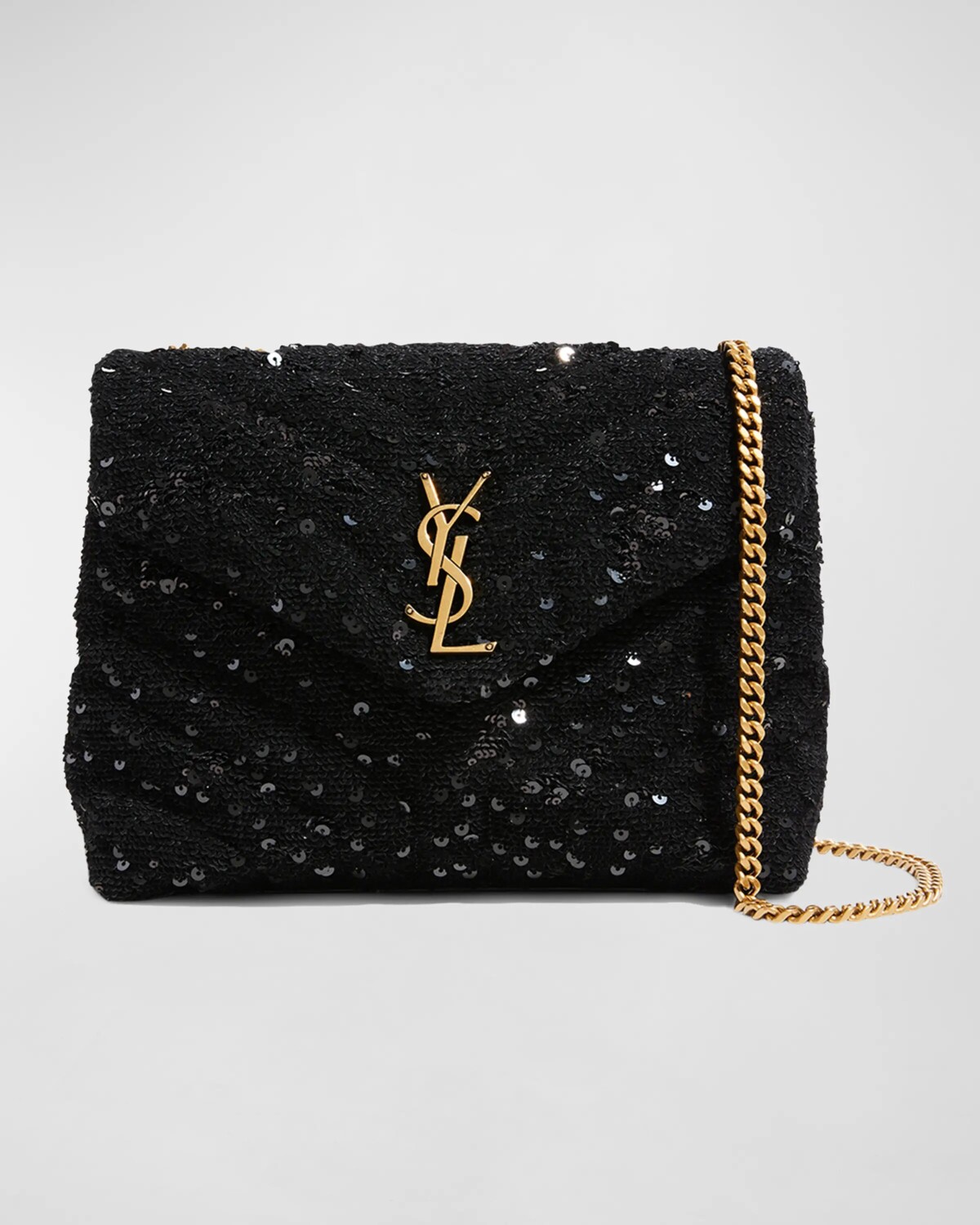 

Маленькая сумка через плечо Loulou YSL с пайетками Saint Laurent, цвет Nero