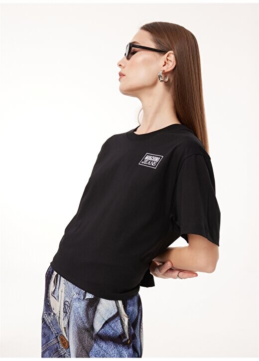 

Черная женская футболка с круглым вырезом с принтом J0711 Moschino Jeans, черный