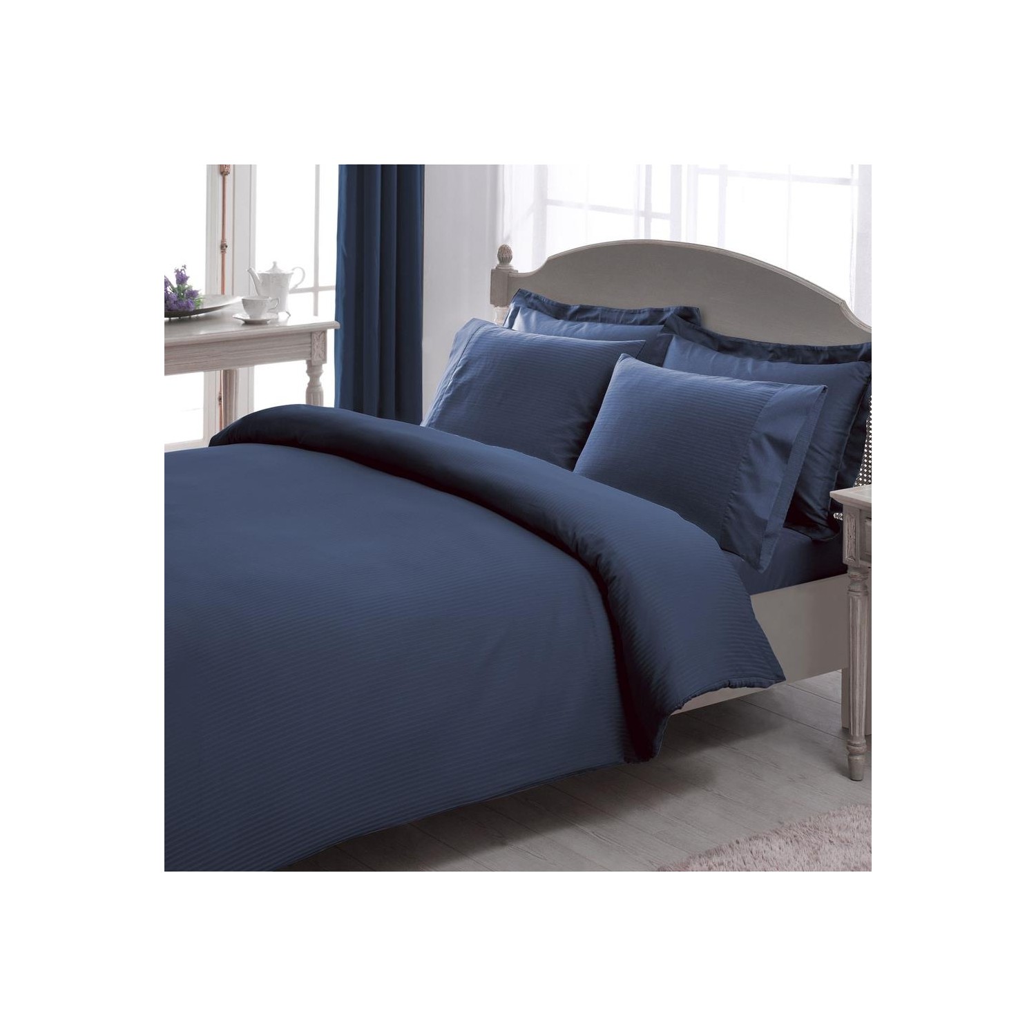 Базовый Комплект постельного белья Tac Premium, темно-синий, королевский размер