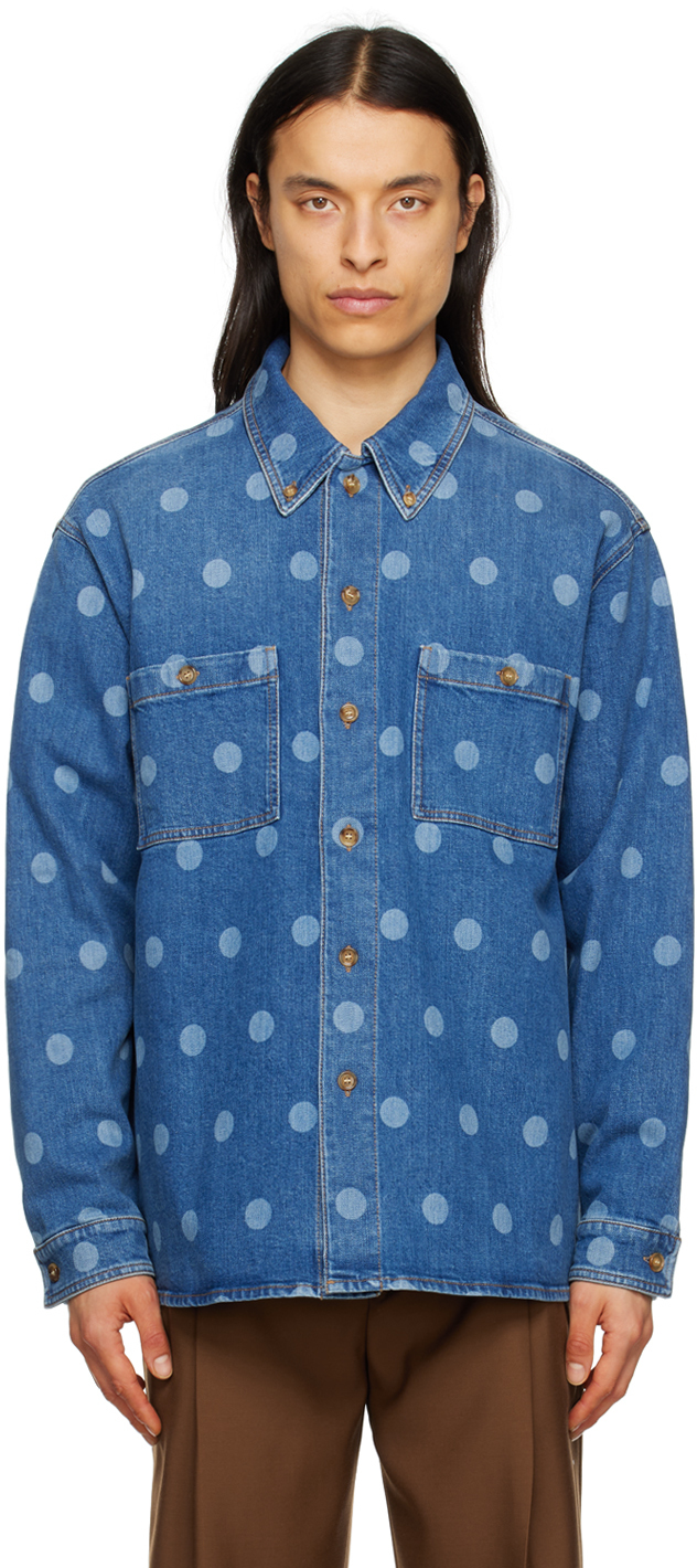 Синяя джинсовая рубашка в горошек Burberry