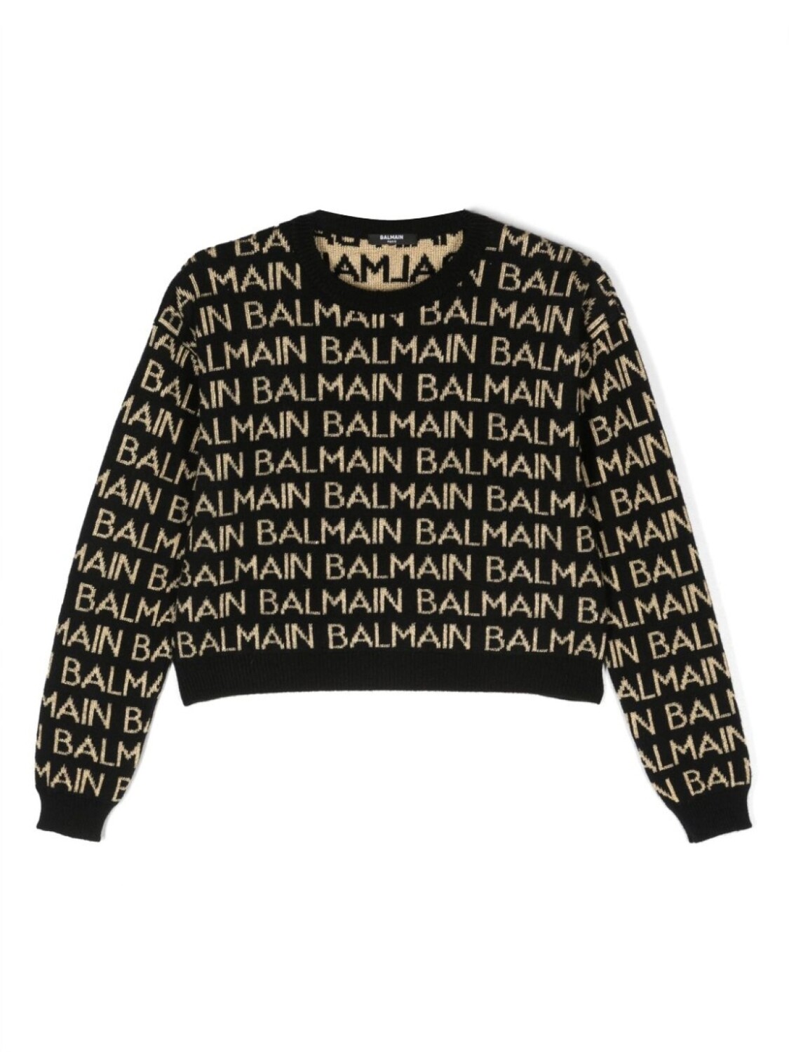 

Джемпер вязки интарсия с логотипом Balmain Kids, черный