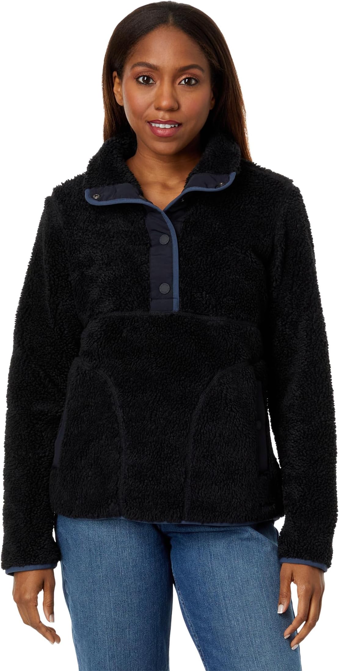 Куртка Sherpa Fleece Pullover L.L.Bean, черный polar fleece pullover women plain sweatshirt limit stock women sweaters and sherpa pullover dom1071409