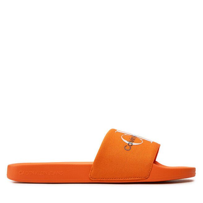 Шлепанцы Calvin Klein Jeans Slide Monogram Co YM0YM00061 Vibrant Orange/Bright White SCB, оранжевый туфли мюли на плоской подошве slide monogram calvin klein jeans цвет vibrant orange bright white