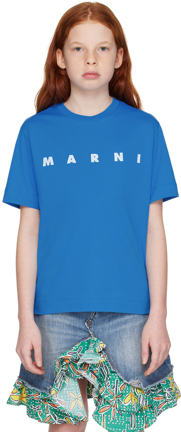 

Детская футболка с принтом Marni, цвет Blue