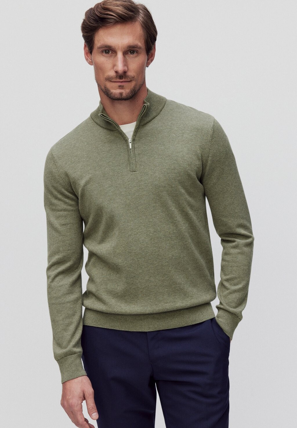 

Вязаный свитер Menton halfzip Bläck, цвет grayish green