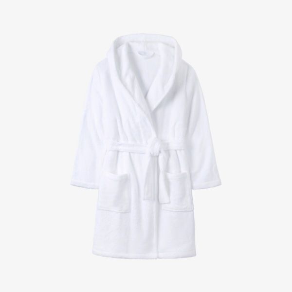 

Плюшевый халат с капюшоном и поясом The White Company, белый