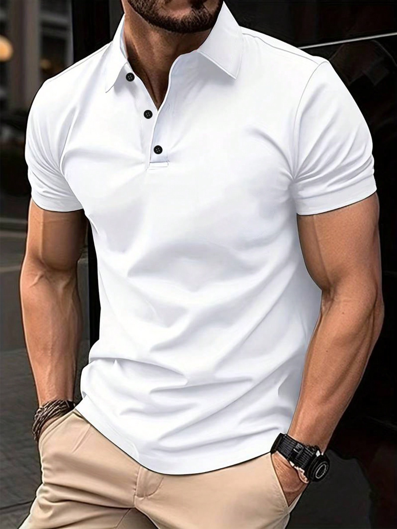 Мужская однотонная рубашка-поло с короткими рукавами Manfinity Homme, белый