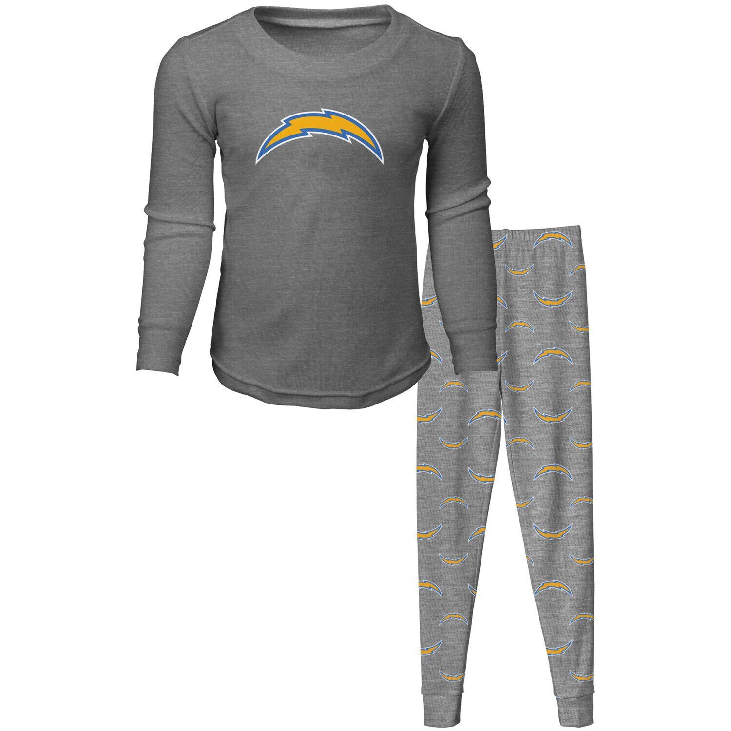 

Серый комплект для сна с футболкой и брюками с длинными рукавами Los Angeles Chargers для дошкольников Outerstuff